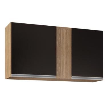Imagem de Armário Aéreo 100cm 2 Portas Indiana Castanho-preto - Lumil Móveis