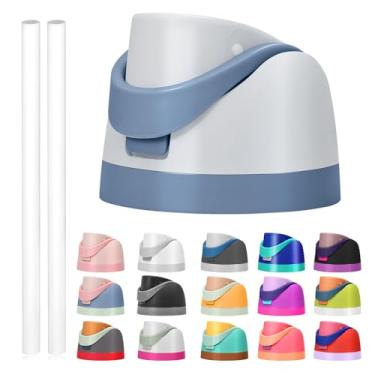 Imagem de Tampa de substituição para Owala Freesip, compatível com Owala Cup 473 ml, 680 g, 946 ml, 1,134 g, acessório de substituição e canudos, à prova de vazamento, livre de BPA (azul claro)