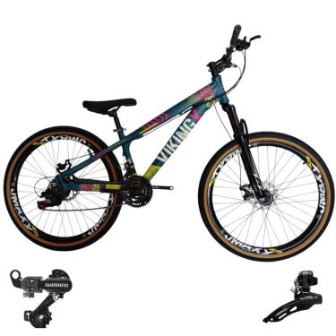 Imagem de Bicicleta 26 VikingX T25 24v Cambio Dianteiro e Traseiro Shimano Pneu Aro 26 Balão Faixa Amarela-Unissex