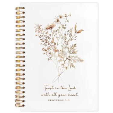 Imagem de Likjad Caderno espiral floral cristão 14 x 20 cm, diário de escritura com versículo bíblico Trust the Lord para escrever, presentes cristãos para mulheres, cadernos de capa dura da Bíblia religiosa