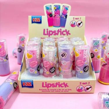 Imagem de Apontador com Coletor + Borracha Lipstick  2 em 1 - Kaz, Lilás