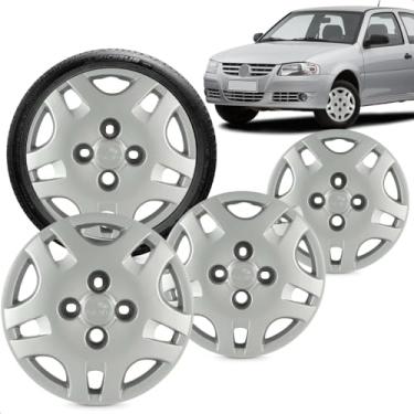 Imagem de Kit 4 Calotas Gol Trend G4 2010 A 2011 Aro 13 Prata Cubo Alto Grid