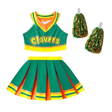 Imagem de Hipoleter Fantasia feminina verde de líder de torcida vestido de festa de Halloween, Verde, G