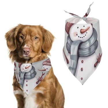Imagem de Cachecol triângulo de poliéster estampado boneco de neve de inverno - tamanho único (70 x 30 cm)