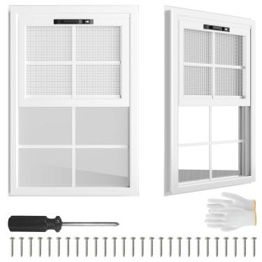 Imagem de Pacote com 2 janelas de galpão de 30,5 x 45,7 cm, com vidro temperado e tela de fibra de vidro para galinheiro, teatro, casa, garagem