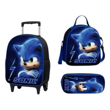 Imagem de Kit Mochila Escolar Infantil De Rodinha - Menino- Sonic - Sem Marca