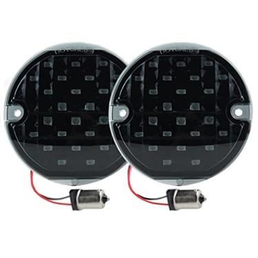 Imagem de ZYTC 3 1/4" luzes LED setas estilo lente plana PC traseira 1156 LED vermelho kit de seta para Harley Davidson (não precisa de lentes extra)