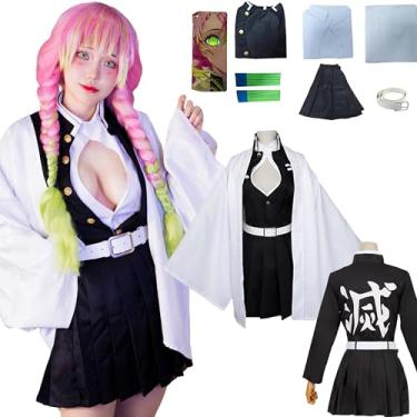 Imagem de CHENYIZDQ Mitsuri Amaidera Cosplay Love Hashira cosplay fantasia completa mulher fantasma matar uniforme de equipe jogo de Halloween, Preto, XX-Large