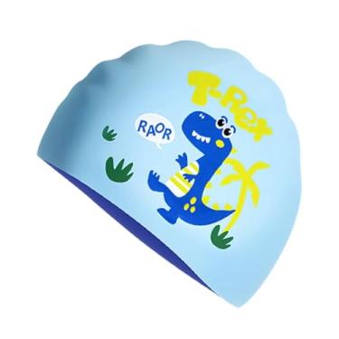 Imagem de Dynwave Touca de natação de silicone, touca de banho para meninos e meninas, para cabelos longos, chapéu de natação à prova d'água para praia, piscina,
