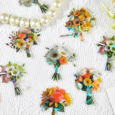 Imagem de Kit de adesivos de scrapbook de flores, 120 peças, buquê, PET, transparente, impermeável, conjunto de adesivos para lixo, diário, garrafas de água, telefone, laptop, decalques para adolescentes