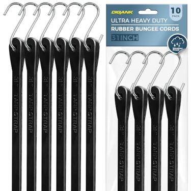 Imagem de Cordões elásticos com ganchos 78,7 cm – Tiras de borracha resistentes para caminhões, amarração de lona e carga, tiras elásticas externas com ganchos, pacote com 10, carga de 81,6 kg