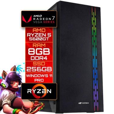 Imagem de Computador Gamer Ryzen 5 5600GT, Vega 7, RAM 8GB DDR4, SSD 256GB, Wind