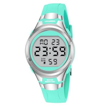 Imagem de Timever Relógio feminino esportivo digital à prova d'água com pulseira de silicone alarme/cronômetro/cronógrafo/luz traseira de LED, TFazul