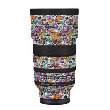 Imagem de Adesivo de lente de câmera para Sony FE 100 mm F2.8 STF GM Macro Coat Wraps Film Protector Vinyl Decal Skin 100 2.8 (Graffiti White)