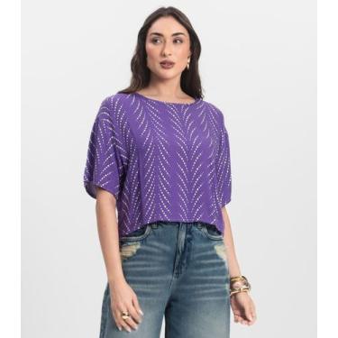 Imagem de Blusa Feminina Estampada Infinita Cor Lilás, G, Lilás