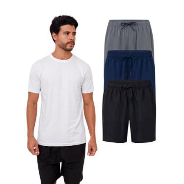 Imagem de Kit 3 Bermudas Esportivas Tactel Masculina - Cores Sortidas - RCV, Mul