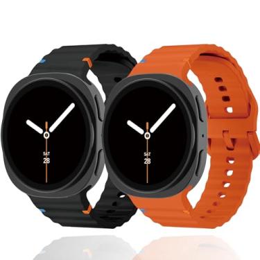 Imagem de SOLOLUP Pulseiras esportivas para Samsung Galaxy Watch 8 de 40 mm e 44 mm/Galaxy Watch 8 Classic de 46 mm, pacote com 2 pulseiras de silicone macio sem lacunas para Samsung Galaxy Watch 8 40 44/8