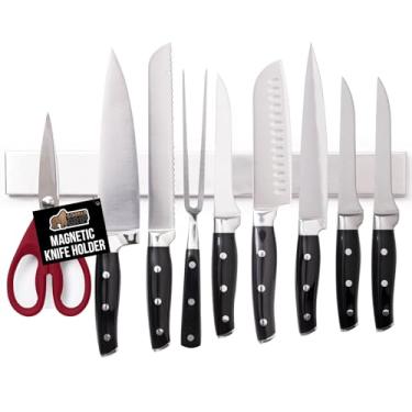 Imagem de GORILLA GRIP Suporte magnético de aço inoxidável para parede, 35,5 cm, barra magnética multiuso para facas, ferramentas, materiais de arte, tira resistente com capacidade para até 2,7 kg, organizador