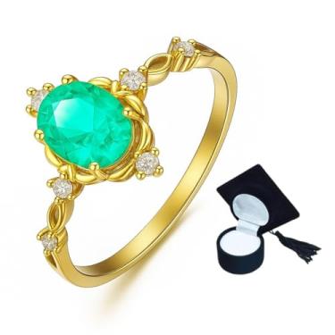 Imagem de Anel De Formatura Feminino Pedras Cursos Variados Presente (Verde Turmalina, 23)