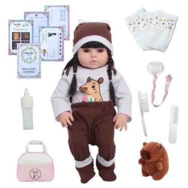 Imagem de Bebê Reborn Boneca Princesa Capivara Com Bolsa Maternidade - Cegonha R