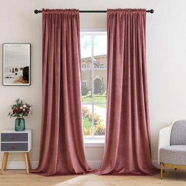 Imagem de Cortinas MIULEE Dusty Rose Pink Velvet 274 cm de comprimento, conjunto