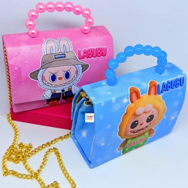 Imagem de Bolsa Infantil Menina Mini Bag Cute alça Mão Pérola Bolsinha Personagem Labubu Corrente transversal Blogueirinha Moda
