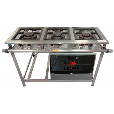 Imagem de Fogão Industrial 3 Bocas QD P7 em Aço Inox com Forno Leona