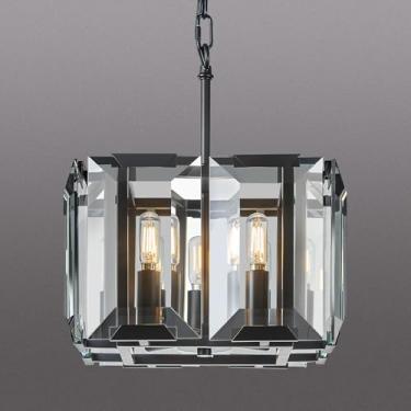 Imagem de BBLLWJ Lustres de cristal modernos pretos retangulares para casa de fazenda luminária de teto para quarto sala de jantar cozinha ilha sala de estar hall de entrada corredor (4 luzes)