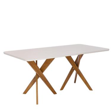 Imagem de Mesa para Sala de Jantar 180cm com Vidro Cacau Off White