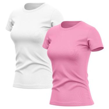 Imagem de Kit 2 Camisetas Feminina Dry Fit Básica Lisa Proteção Solar UV Térmica