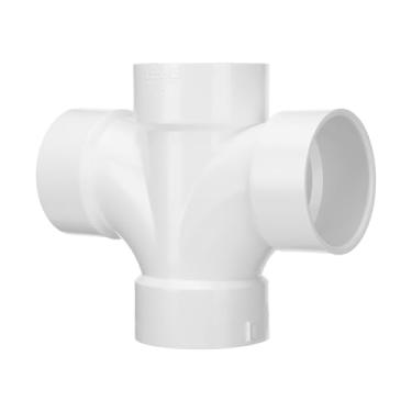 Imagem de Frienda Encaixe de tubo sanitário duplo de PVC DWV de 7 cm para drenagem sanitária de ventilação de resíduos de ventilação de resíduos 4 vias Adaptador de acoplamento de conexão para aplicações de