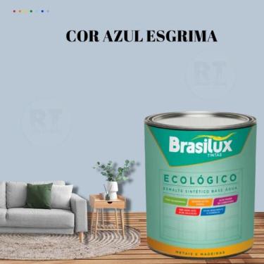 Imagem de Esmalte Sintético Brasilux Base Água Ecologico Cor Azul 800ML Brilhant