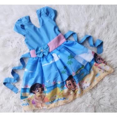 Imagem de Vestido Infantil Temático Simples Moana Baby Azul - Edynhokids, 05 ano