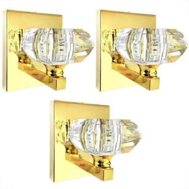 Imagem de Kit 3 Arandela Cristal K9 Dourado Brilhoso Cindy Lavabo - Acienda