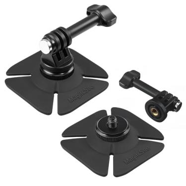 Imagem de MagitcSee Pacote com 2 suportes de câmera adesivos para GoPro Hero 13/Max, Insta360 X5/X4/X3/X2 e DJI Osmo Action Sports, base de suporte flexível para motocicleta, snowboard