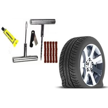 Imagem de Kit Jogo Reparo Pneu Abs Remendo Sem Câmara Carros Motos Ferro Maior R