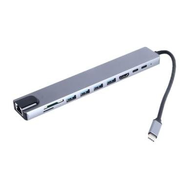 Imagem de USB C Docking Station Multiport liga de alumínio transmissão de alta velocidade USB C Hub para Laptop com 100W carregamento rápido 4K HDMI Ethernet Port Compact Lightweight Design