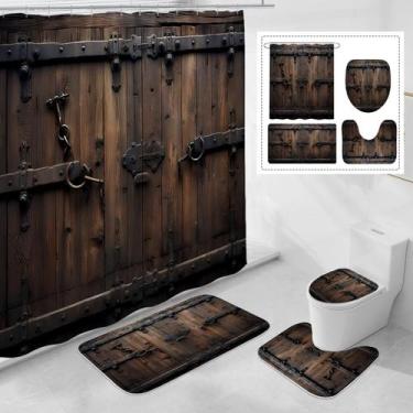 Imagem de Conjunto de decoração de banheiro Litabel Vintage Wooden Door 4 unidad