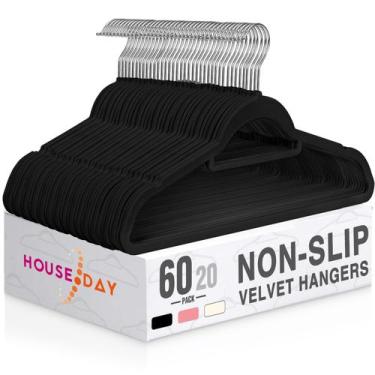 Imagem de Pacote Velvet Hangers HOUSE DAY com barra de gravata, preta