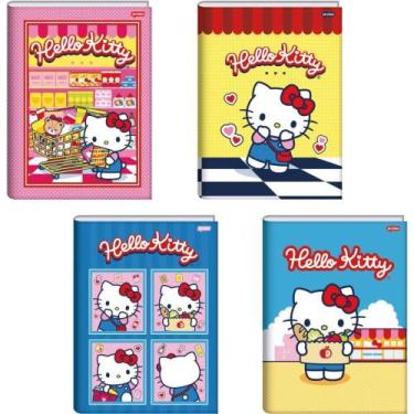Imagem de Caderno Brochura 1/4 Capa Dura Hello KITTY 80 Folhas Pacote com 5 Unid