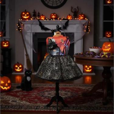 Imagem de Fantasia de Bruxa Infantil Feiticeira Bruxinha C/ 3 Pçs Saia Tiara e V