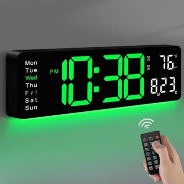 Imagem de Relógio de parede digital MASHI, relógio digital de tela grande de 16"