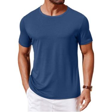 Imagem de Camiseta COOFANDY de manga curta para homens azul jeans