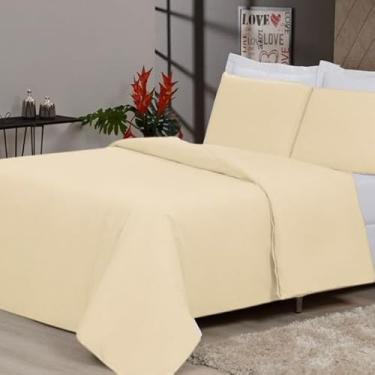 Imagem de Capa Duvet King Zíper 400 Fios Toque Algodão – Lençol Duplo para Edredom Casal Luxo(PALHA,QUEEN (2,20 X 2,40))