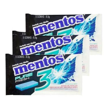 Imagem de Kit 3 Chiclete Mentos Pure Fresh 3 Sabor Strong Mint Sem Açúcar 8,5g c