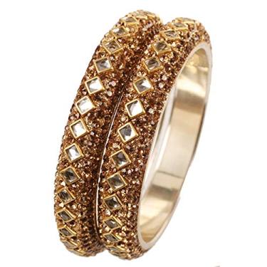 Imagem de Touchstone Bracelete indiano Bollywood Kundan gravado à mão em malha de metal descascado trabalho fios torcidos Meenakari esmaltado joias pulseiras em tom dourado prateado para mulheres.,