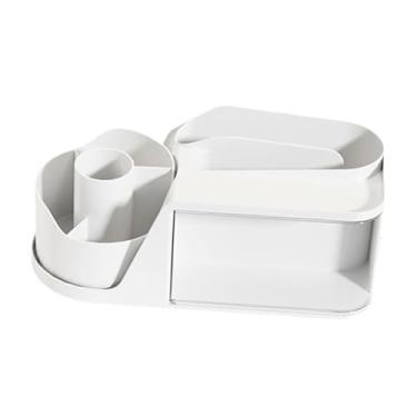 Imagem de Bothyi Organizador de mesa, caixa de exposição, balcão, versátil, porta-lápis, canetas, prateleira de armazenamento para mesa, pastas, anotações, cômoda, Branco