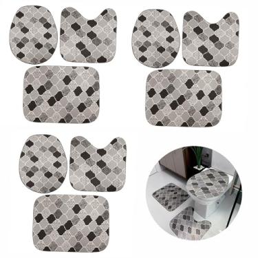 Imagem de Tapete Para Banheiro Kit com 3 Jogos com 3 Pçs Cada Antiderrapante Costura Reforçada (Turquia)