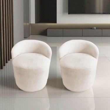 Imagem de Kit 2 Poltronas Decorativa Yara Orgânica Suede Marfim - Mansão Decor