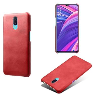 Imagem de Capa para OPPO R17,Proteção contra quedas,Casca de volta de cor sólida simples,Design de couro de imitação de plástico-Red